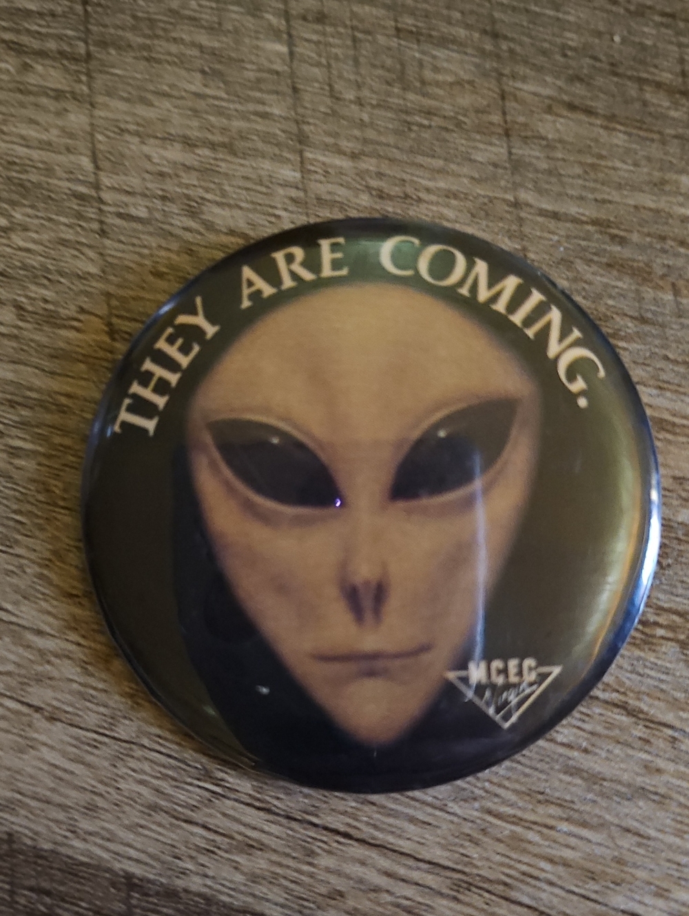 COMMUNION Pinback Button - "They Are Coming" - Video Store Promo Rare 👽